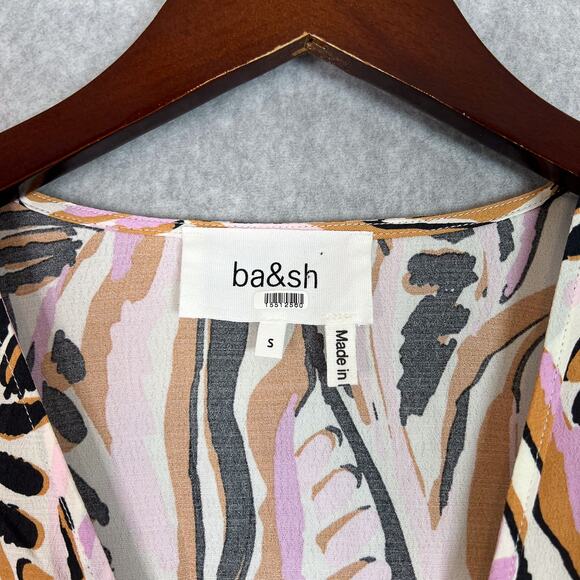 BA&SH Thesee Halter 3/4 Sleeve Crepe Abstract Print Mini Dress Size Small - Picture 9 of 10